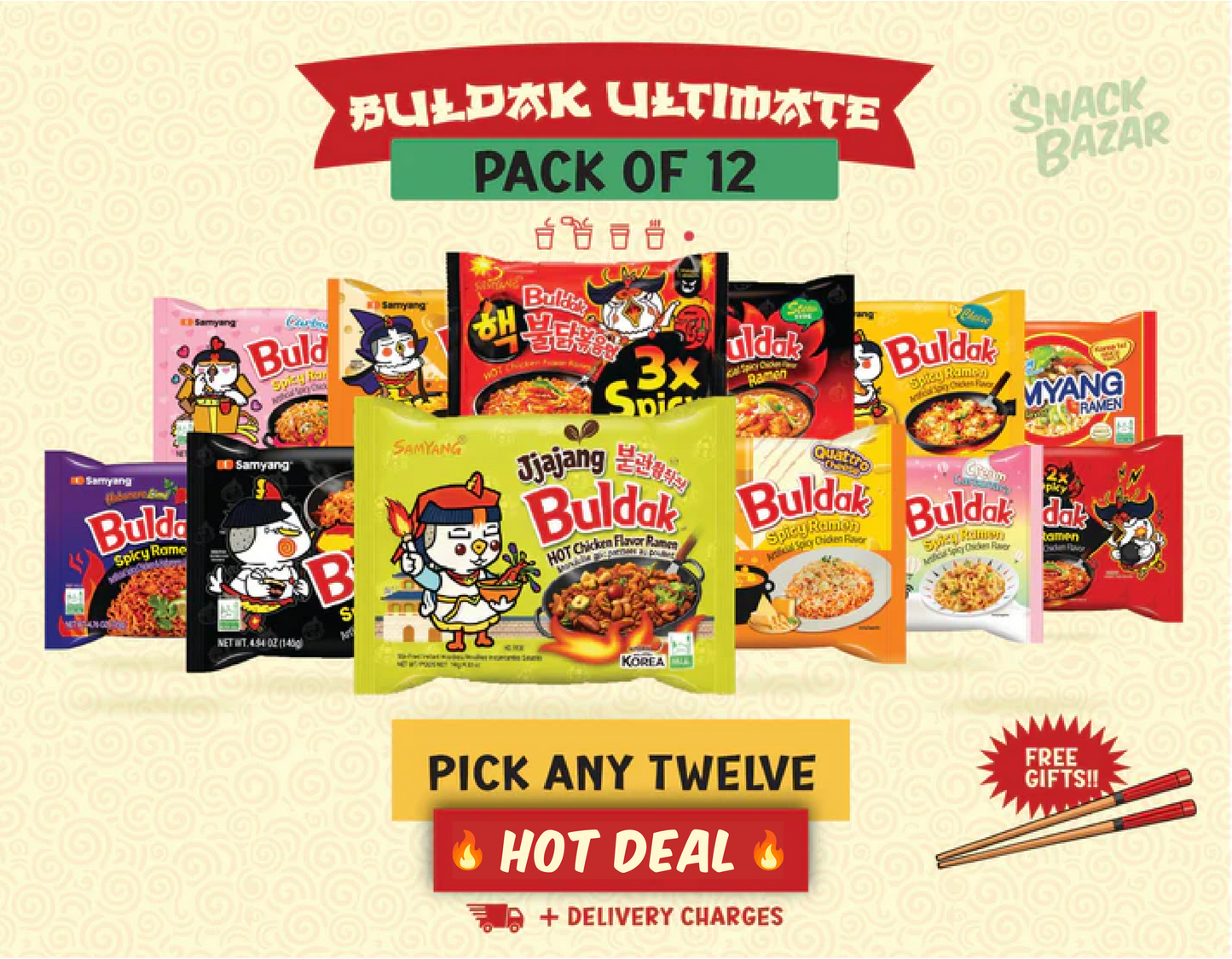 Buldak Ultimate Deal β Samyang Hot Chicken Ramen Bundle (Pack of 12)