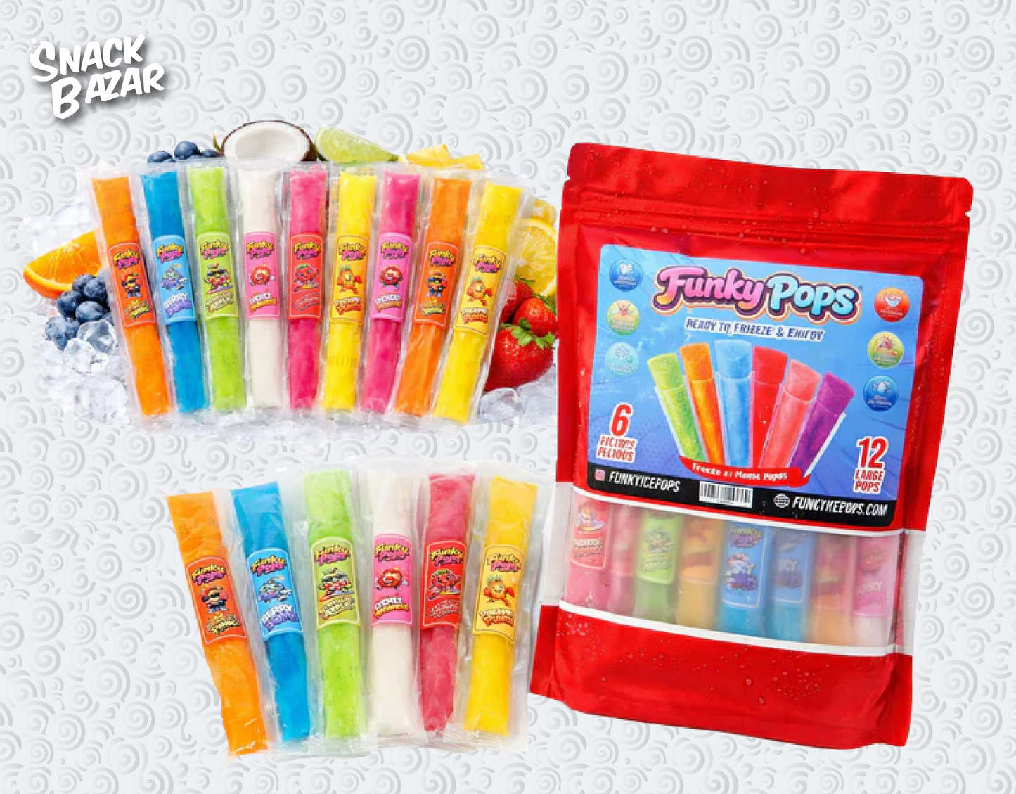 Funky | Ice Pops Mix Flavors - Pack of 12