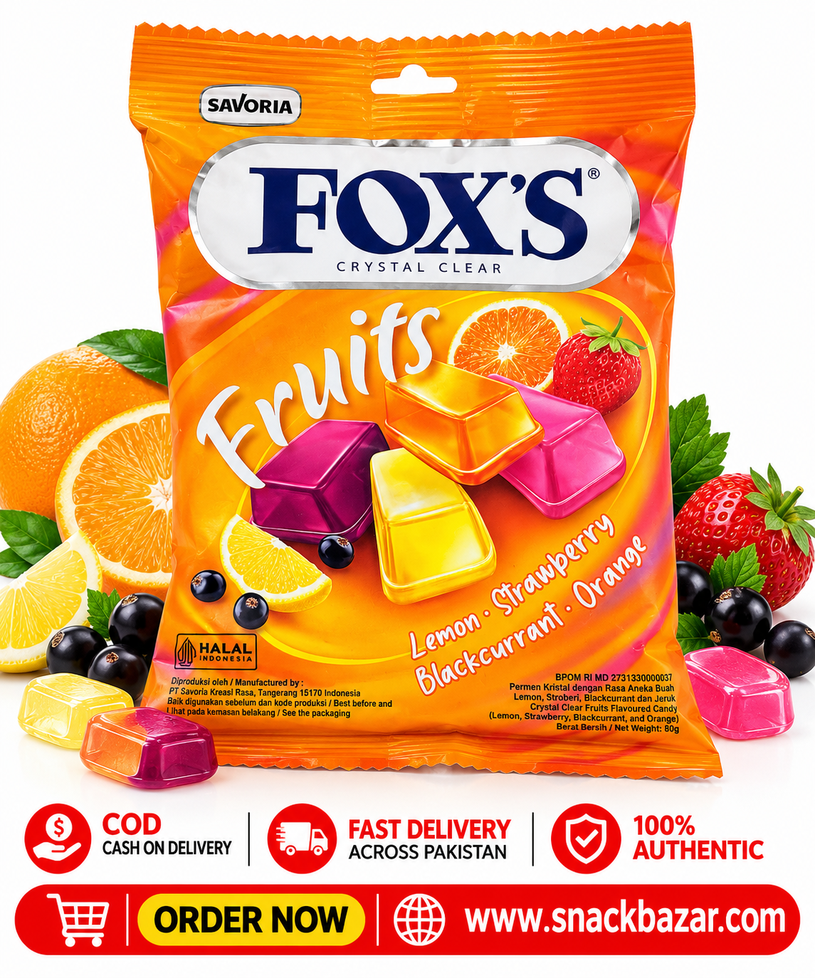 Fox’s Crystal Clear Fruits Flavoured Candy – 80g