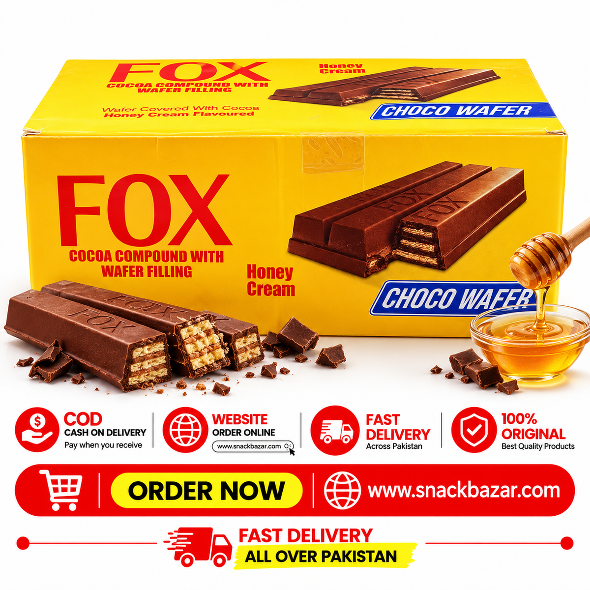 FOX Choco Wafer Honey Cream – Chocolate Wafer