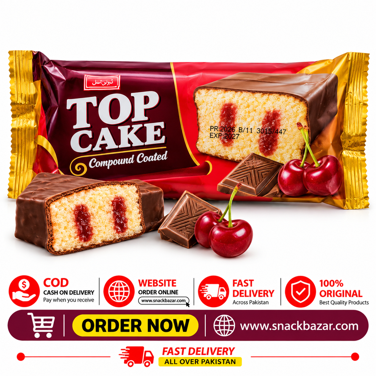 Top Cake Compound Coated Chocolate Cake