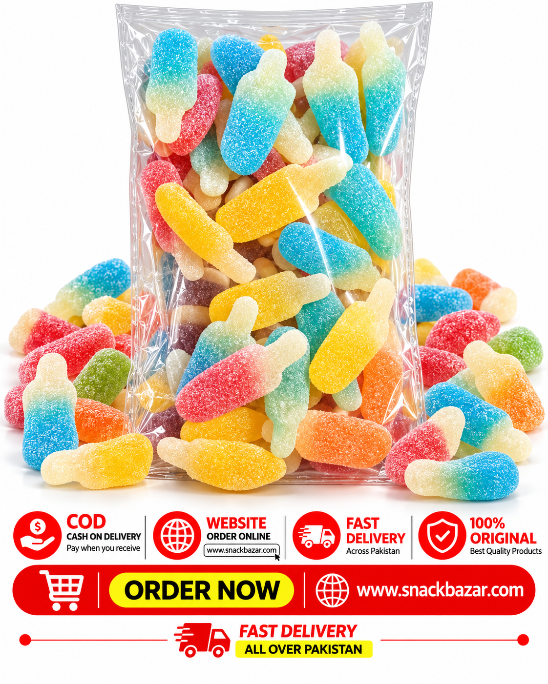 Assorted Sugar-Coated Gummy Candy – Mixed Colours