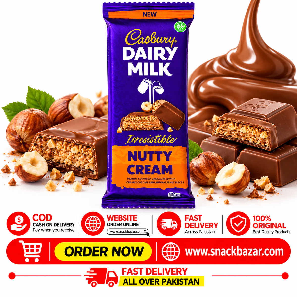 Cadbury Dairy Milk Nutty Cream Chocolate Bar