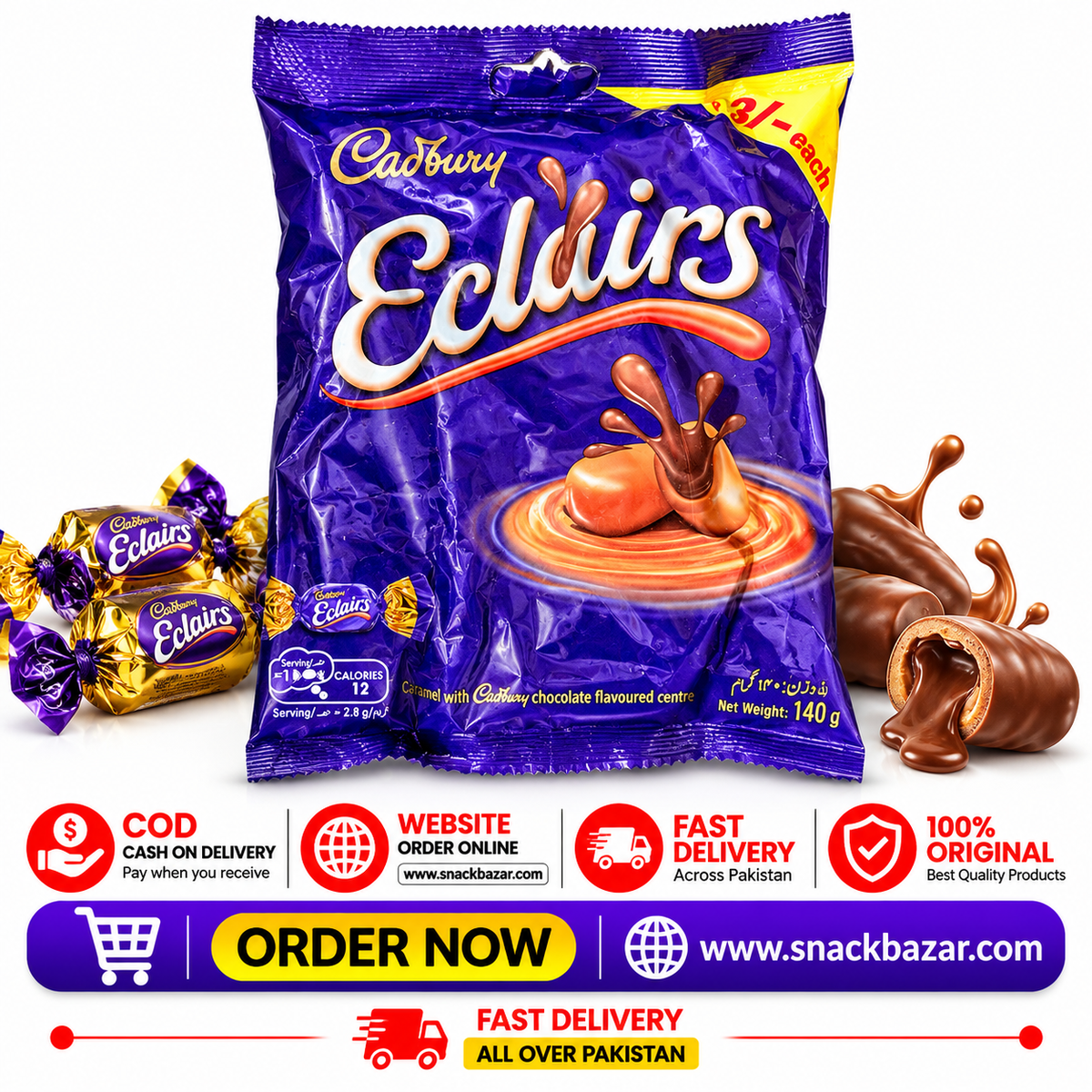 Cadbury Eclairs Chocolate Caramel Candy 140g
