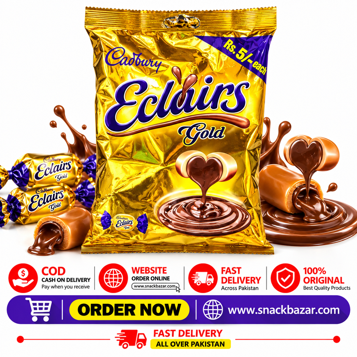 Cadbury Eclairs Gold Chocolate Toffee