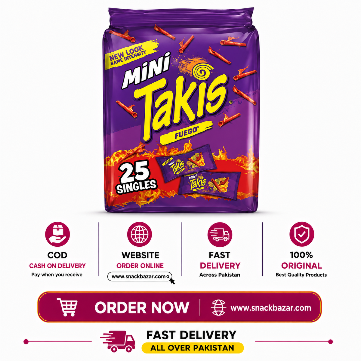 Mini Takis Fuego 35g – Pack of 25 | Hot Chili & Lime Rolled Tortilla Chips