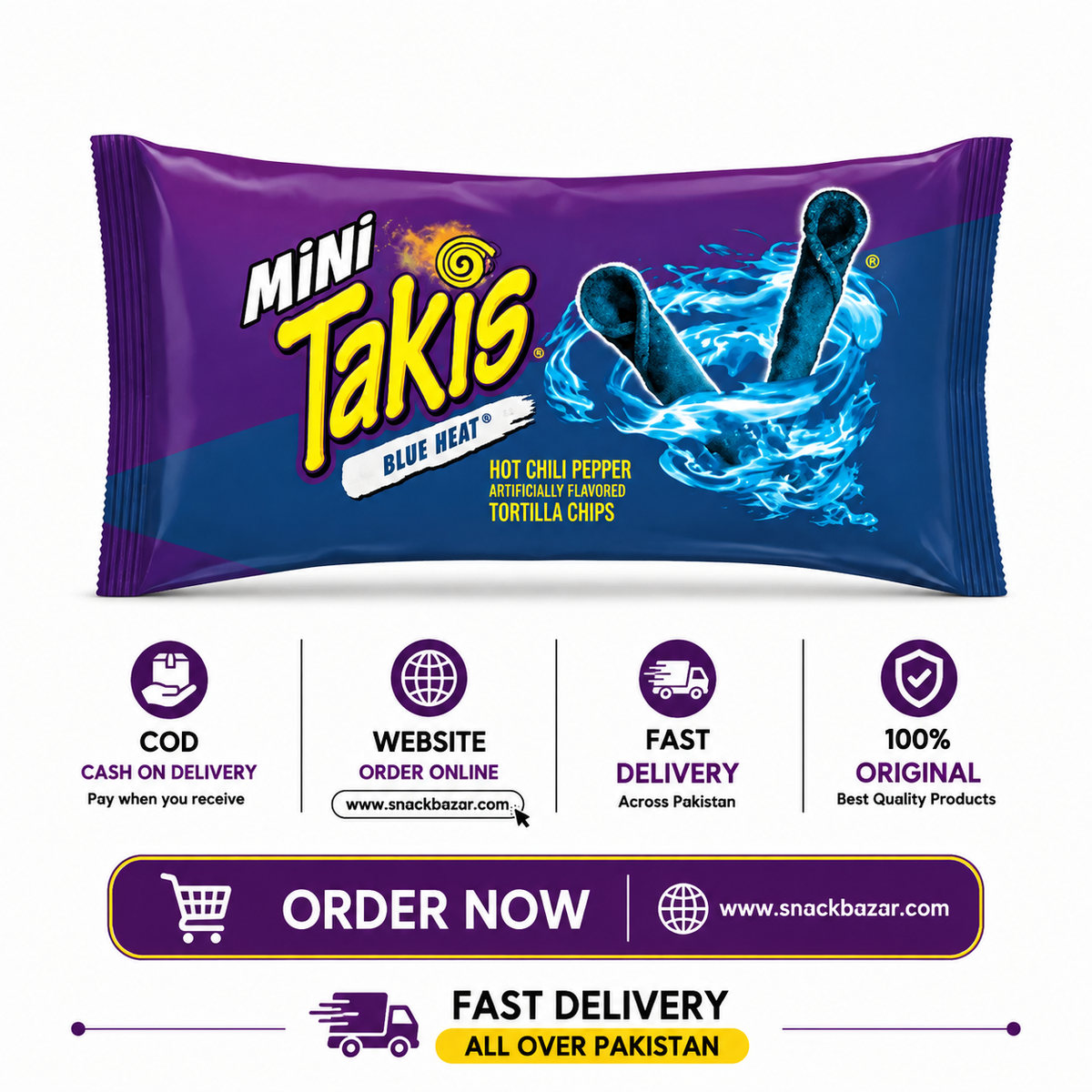 Mini Takis Blue Heat 35g| Hot Chili Pepper Rolled Tortilla Chips