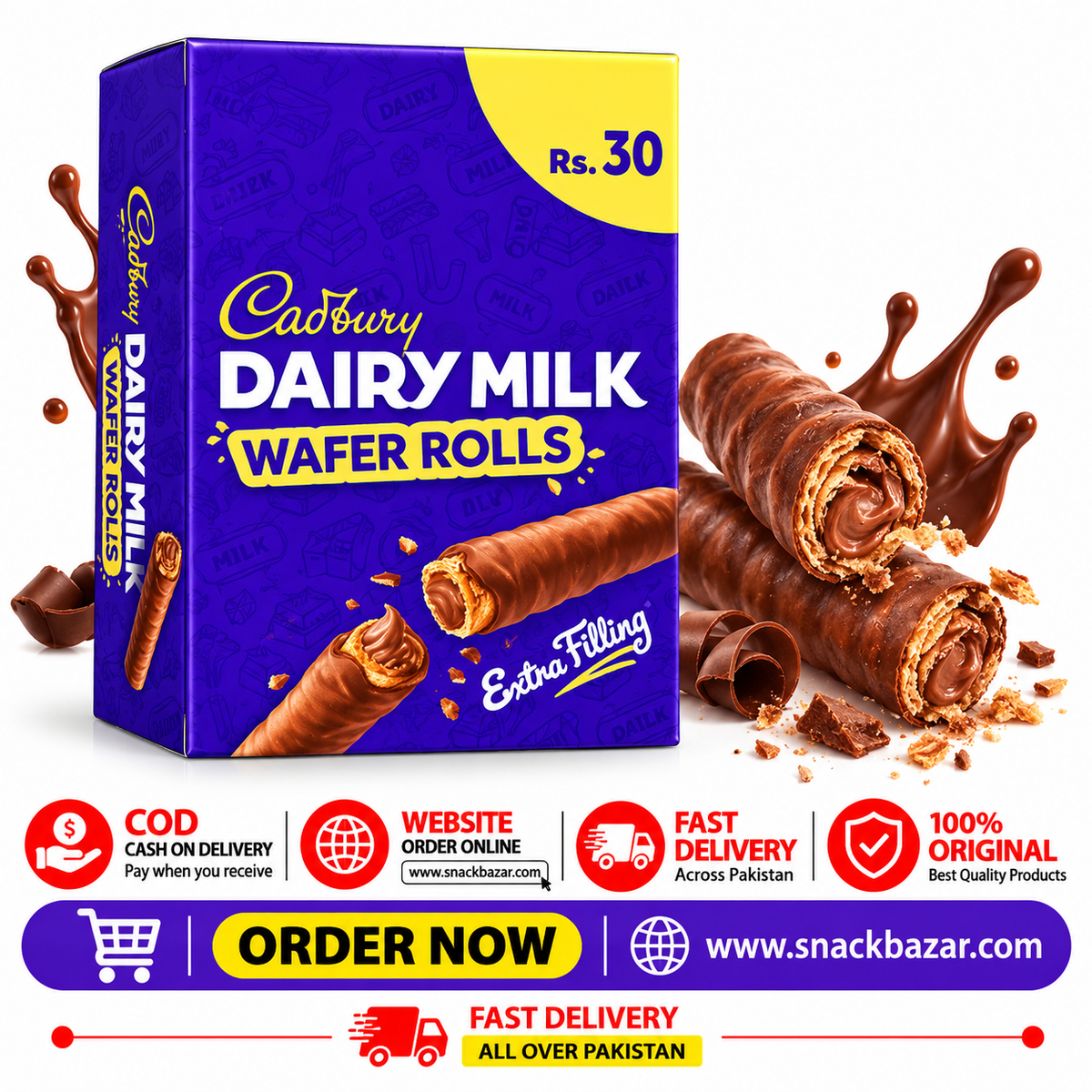 Cadbury Dairy Milk Wafer Rolls Extra Filling