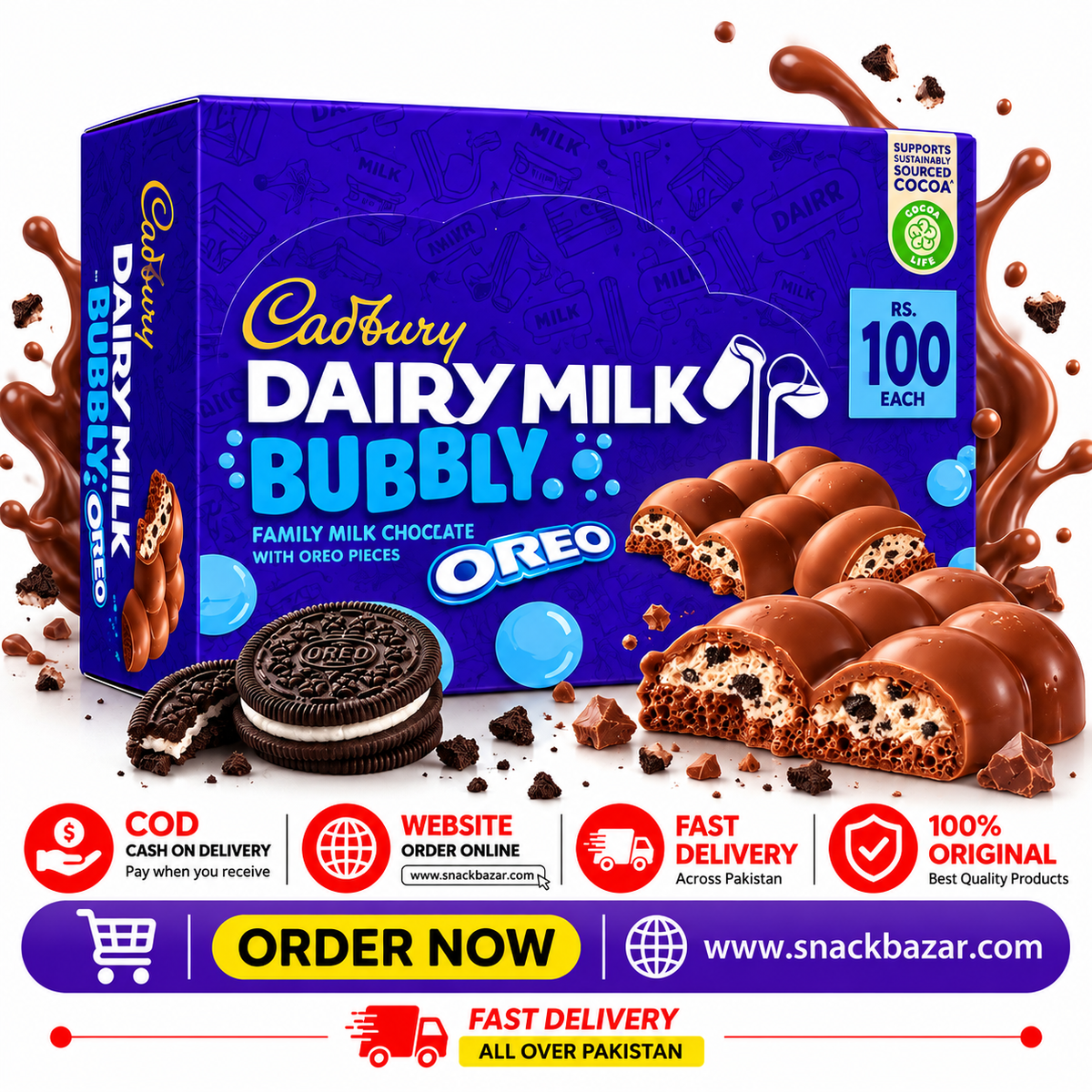 Cadbury Dairy Milk Bubbly Oreo Chocolate – 24 Pcs