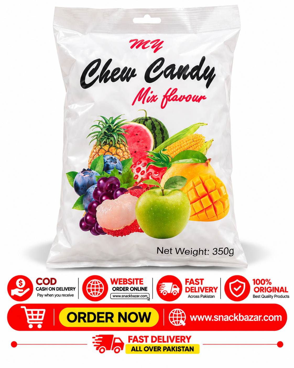 MY Chew Candy Mix Flavour  100 Pcs