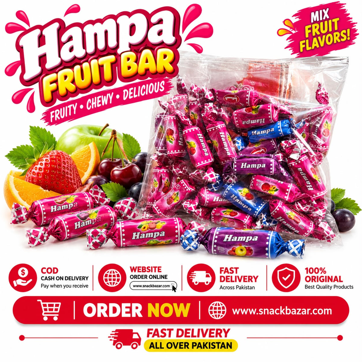 Hampa Fruit Bar Mix Fruit Flavors