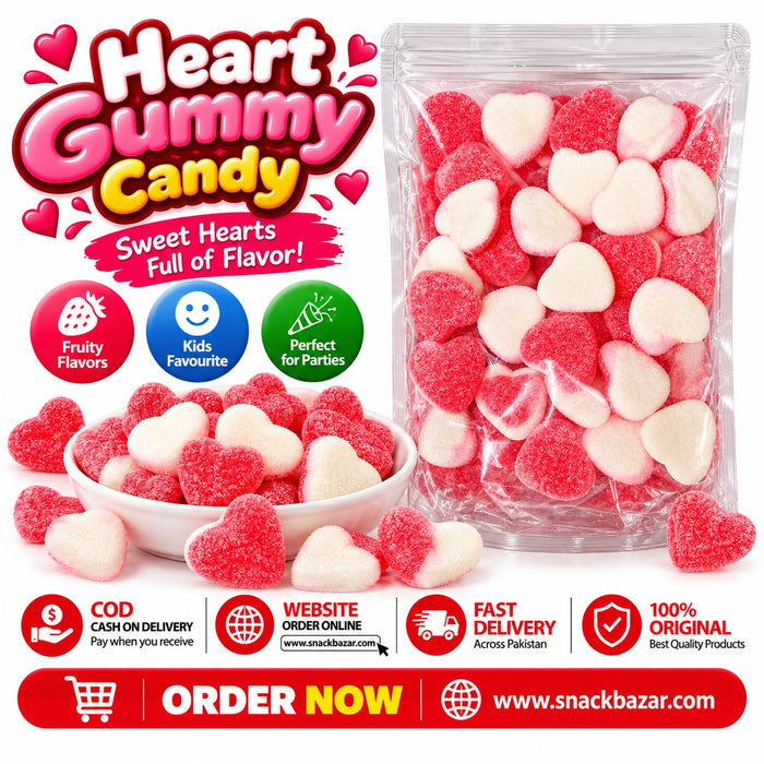 Heart Gummy Candy – Strawberry Flavour Jelly Hearts 30 Pcs
